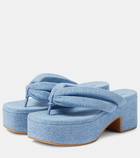 Dries Van Noten Denim platform thong sandals