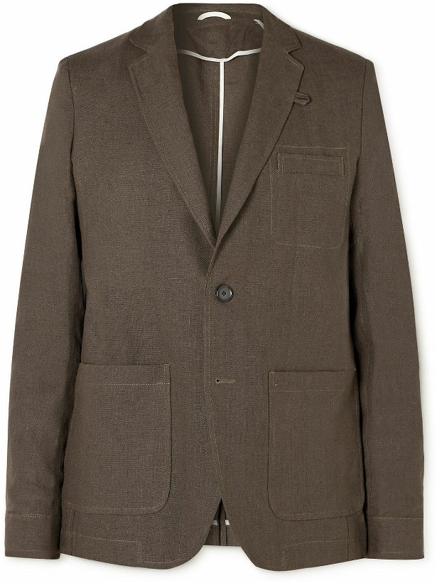 Photo: Oliver Spencer - Theobald Unstructured Linen Suit Jacket - Brown