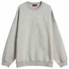 Gucci Men's Embossed Logo Sweatshirt in Grey Melange/Mix