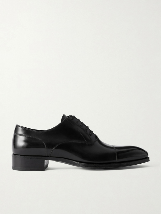 Photo: TOM FORD - Elkan Burnished-Leather Oxford Shoes - Black