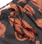 Desmond & Dempsey - Printed Cotton Pyjama Shorts - Orange