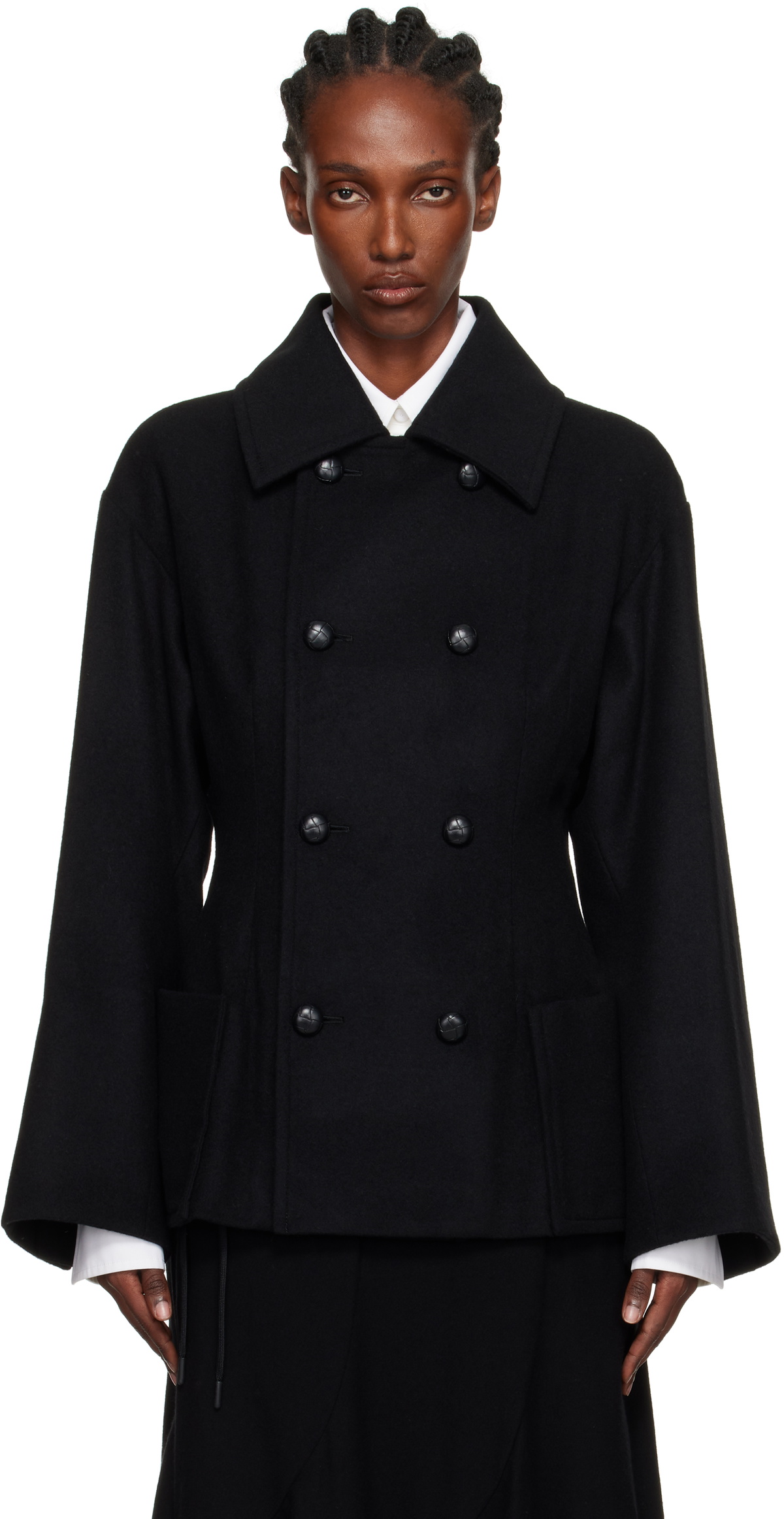YOHJI YAMAMOTO Black Darts Pea Coat
