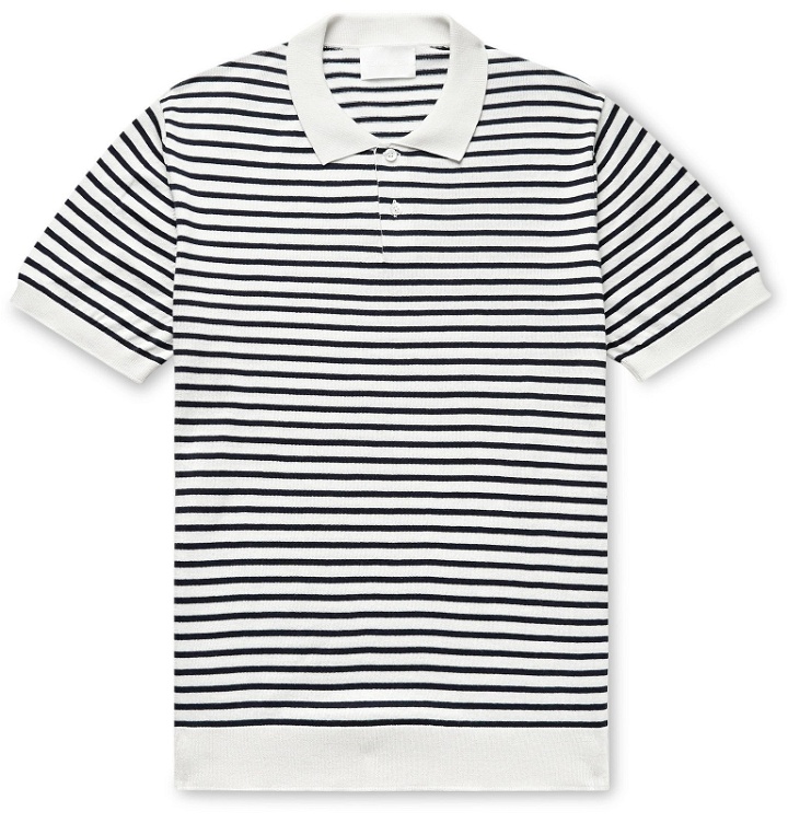 Photo: Handvaerk - Striped Pima Cotton Polo Shirt - White