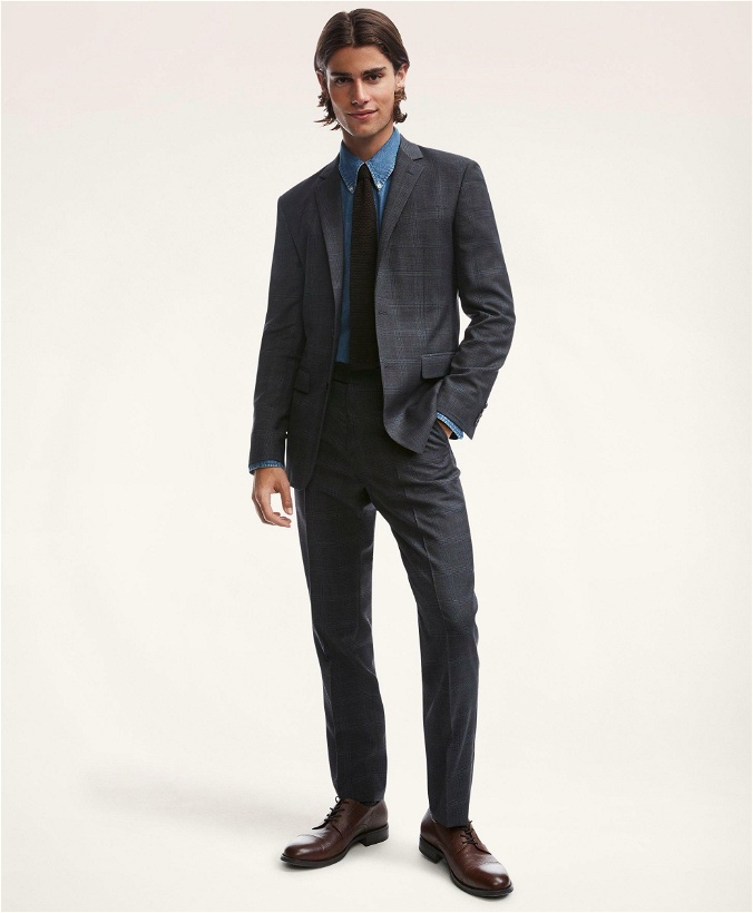 Photo: Brooks Brothers Men's Milano Fit Plaid 1818 Suit | Grey/Blue