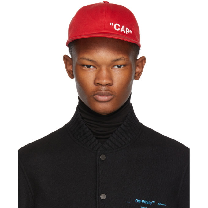 Photo: Off-White Red Quote Baseball Cap