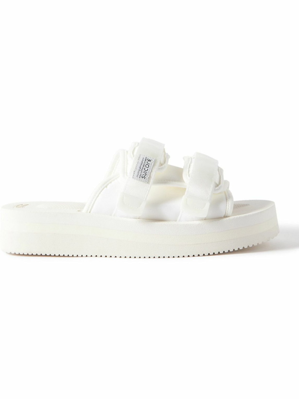 Photo: Suicoke - Moto-VPO Webbing-Trimmed Canvas Slides - White