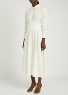 Alice + Olivia Edie Corset Jersey Midi Shirt Dress White