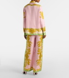 Versace Printed silk twill wide-leg pants