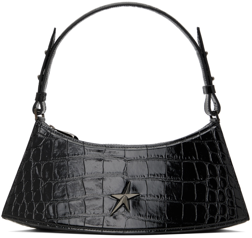 Mugler Black Embossed Crocodile Zenith Bag Mugler