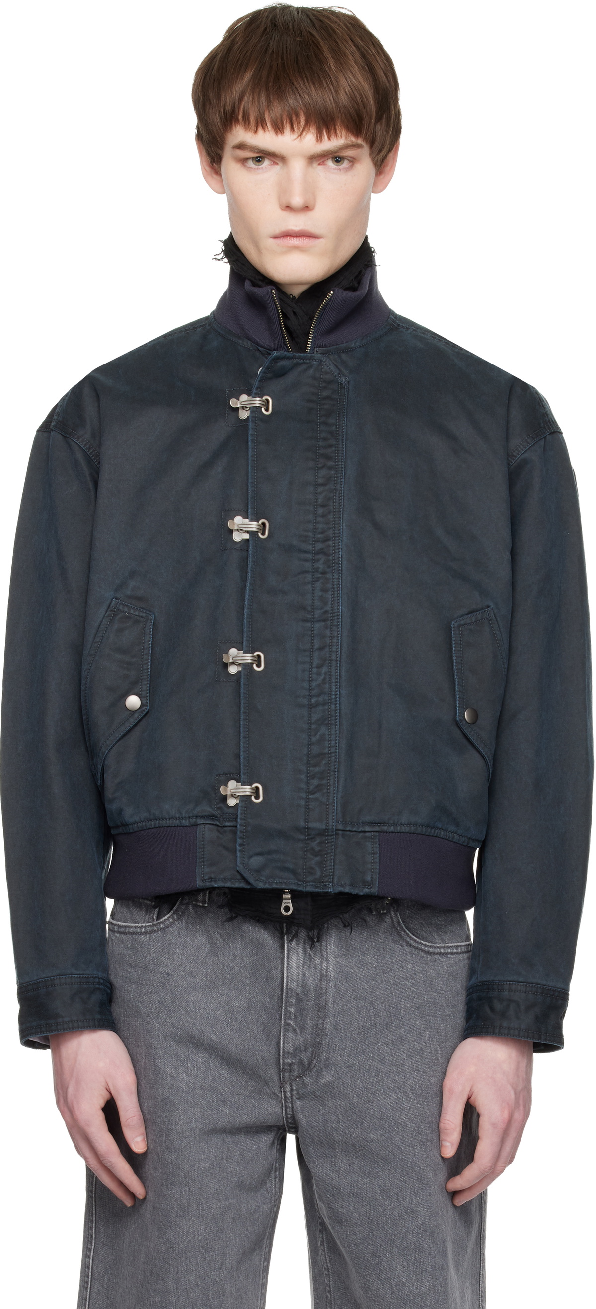 COOR Navy Washed Deck Hook Lip Bomber Jacket