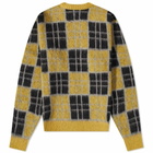 Awake NY Checked Mohair Crew Knit in Yellow