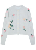 Bernadette Clemence Floral Wool-blend Cardigan Blue