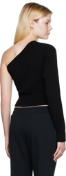 DRAE Black Asymmetric-Sleeve Sweater