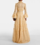 Costarellos Ruched lace gown