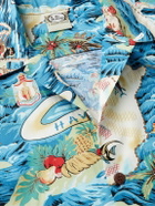 Go Barefoot - Convertible-Collar Printed Cotton-Blend Shirt - Blue