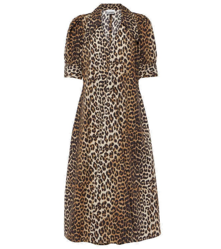 Photo: Ganni Leopard-print cotton poplin midi dress