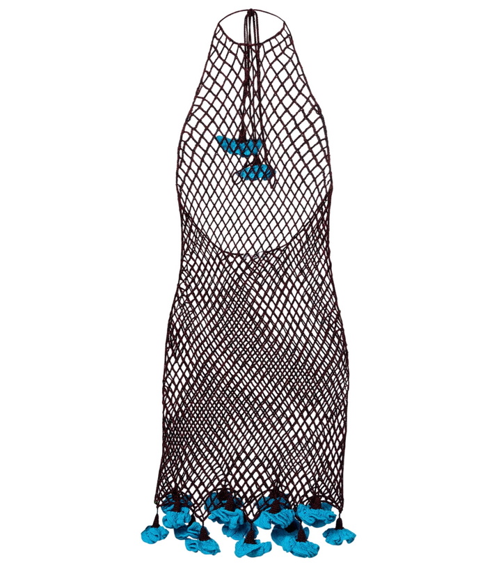 Photo: Alaïa Floral-appliqué open-knit cotton minidress