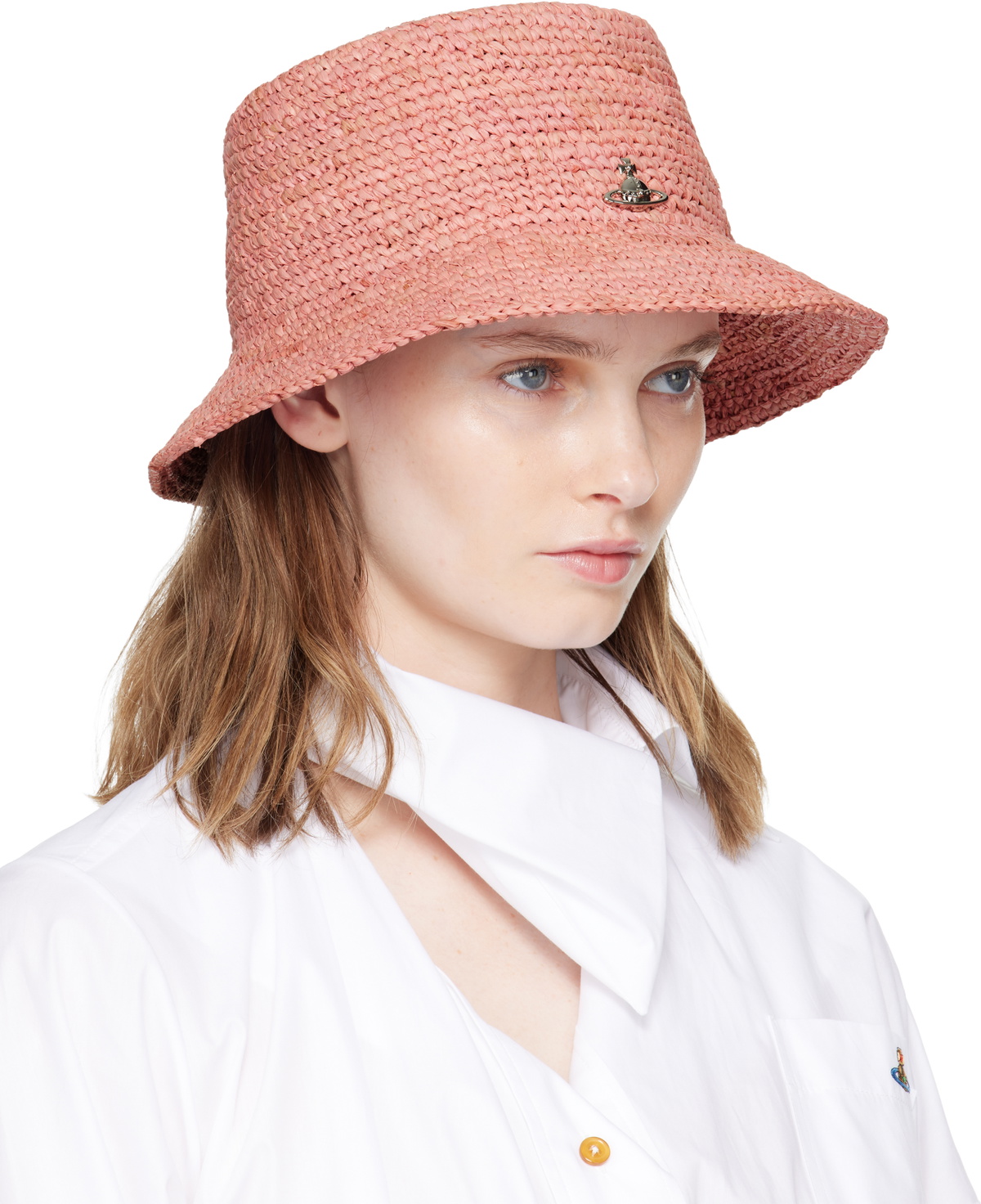 Vivienne Westwood Pink Raffia Bucket Hat