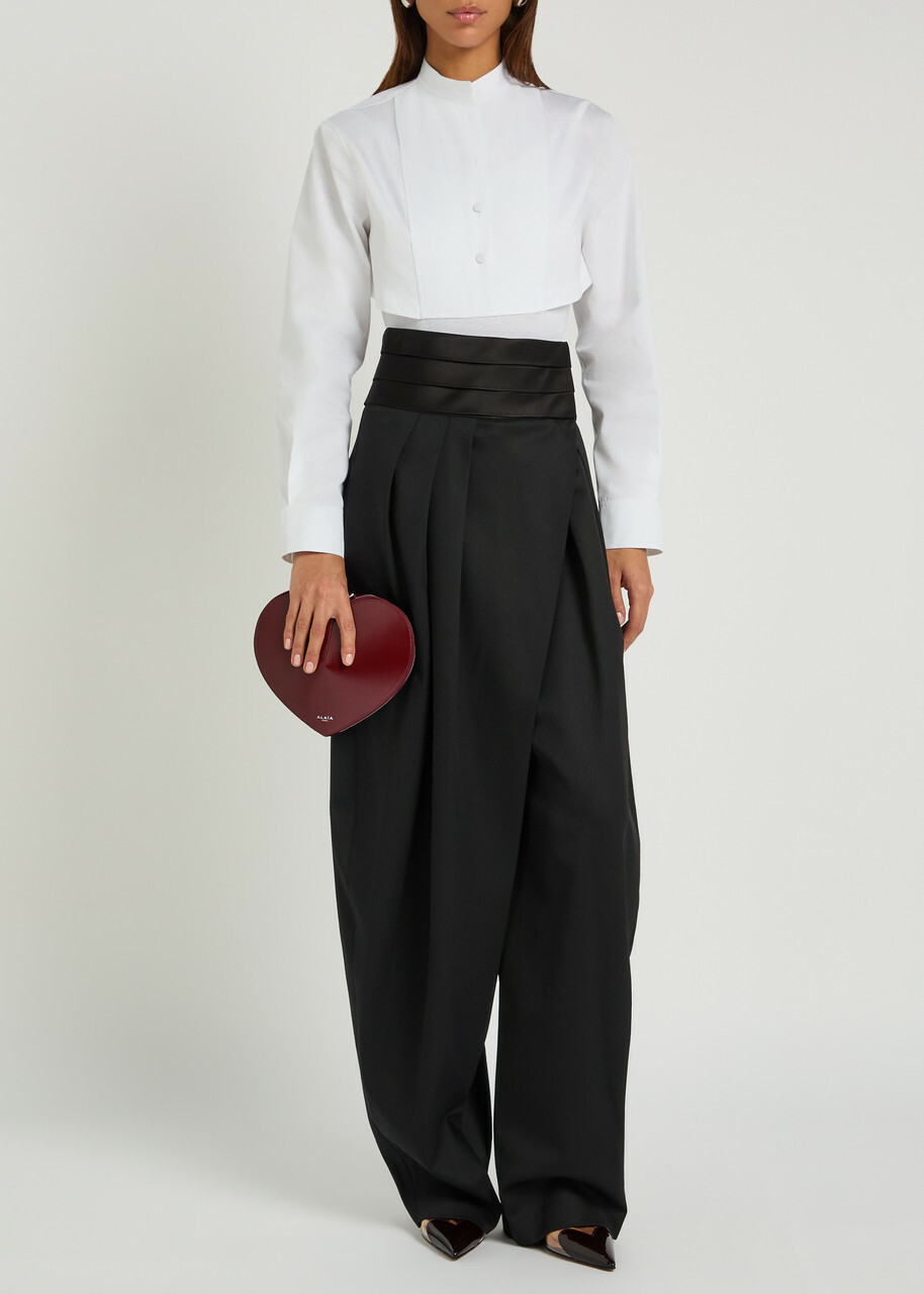 Alaïa Cropped Shirt Cotton Bodysuit White