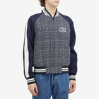 Valentino Men's Signature Wool Bomber Jacket in Blue/White/Navy