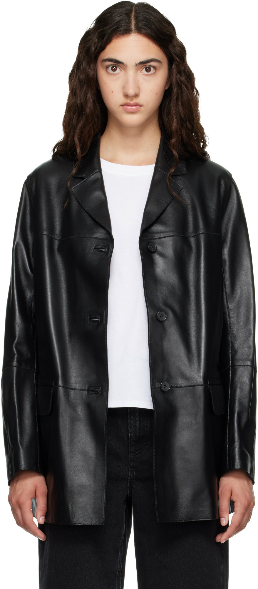 Loulou de Saison Black NARI Straight Leather Jacket