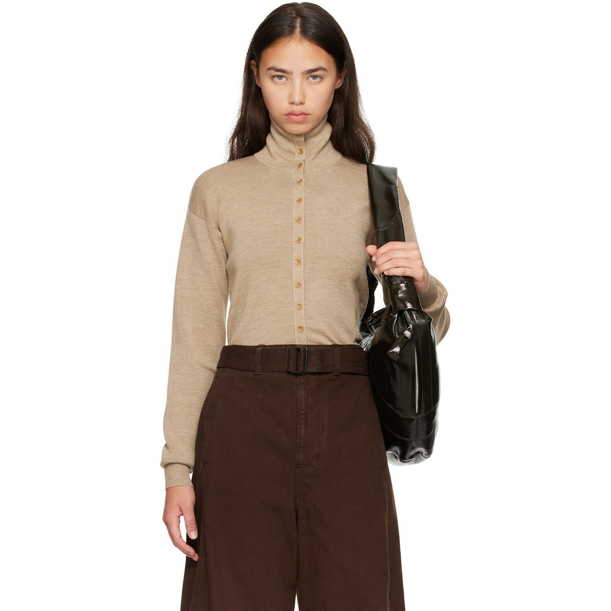 LEMAIRE Beige Fine Wool Buttoned Cardigan