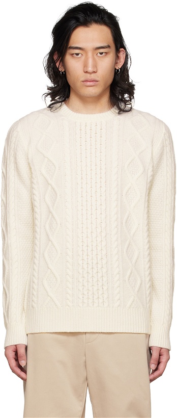 Photo: Ghiaia Cashmere Off-White Crewneck Sweater