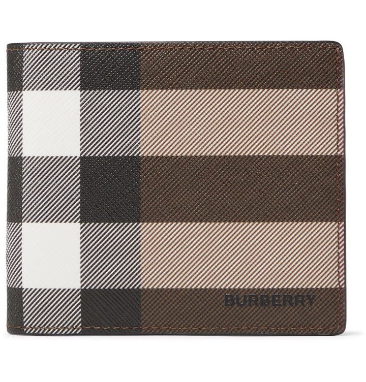 Photo: BURBERRY - Logo-Appliquéd Checked E-Canvas and Leather Billfold Wallet - Brown