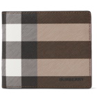 BURBERRY - Logo-Appliquéd Checked E-Canvas and Leather Billfold Wallet - Brown