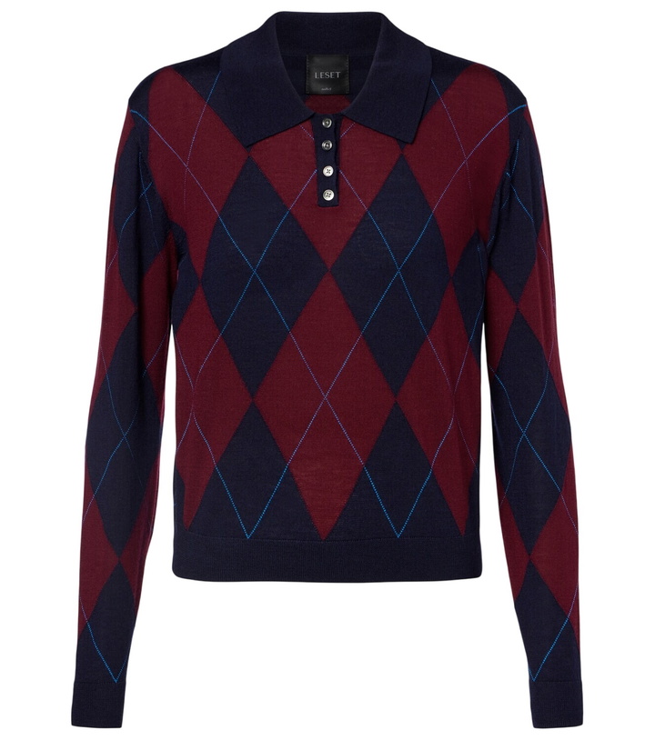 Photo: Leset James argyle wool polo sweater