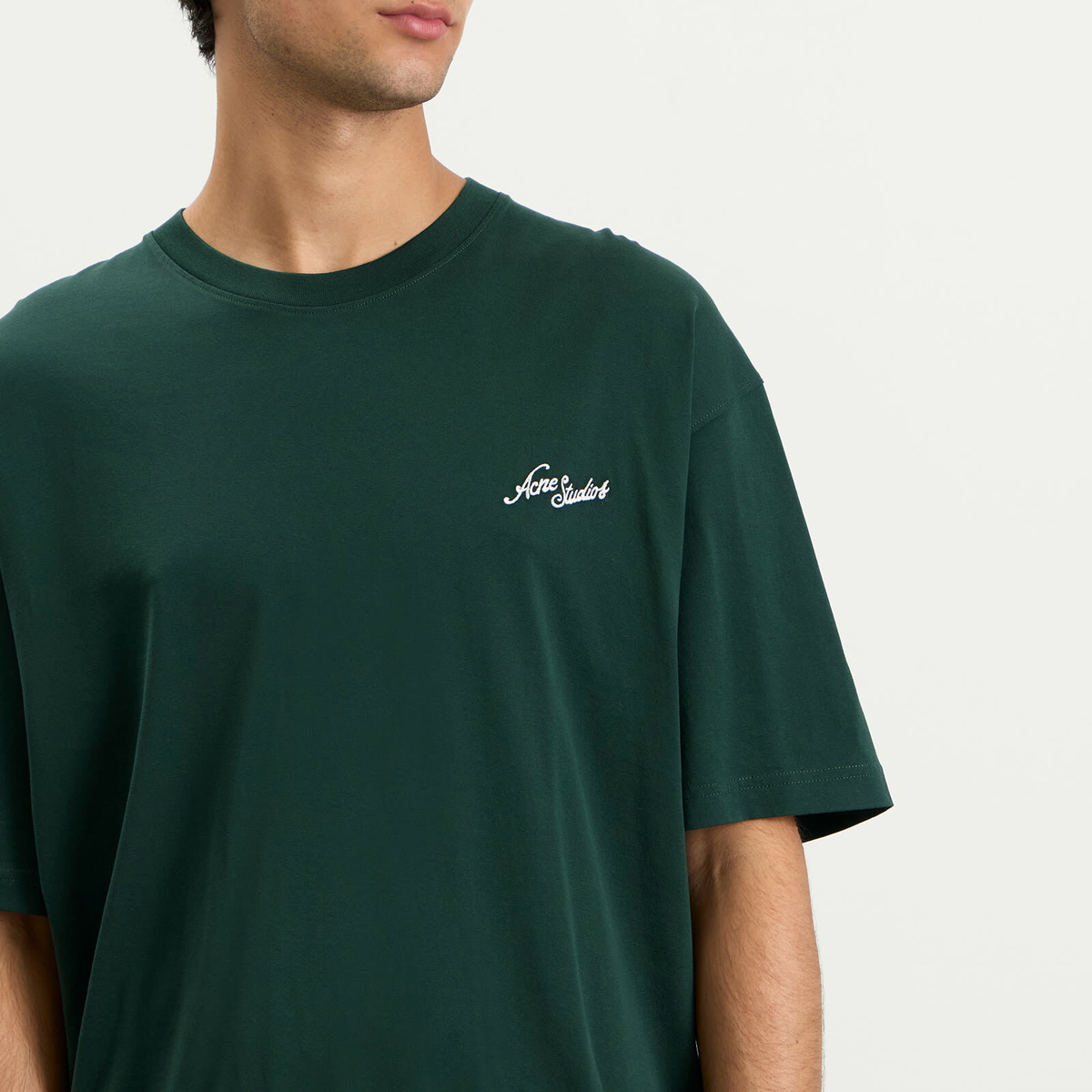 Acne Studios Men's Exford Small Venice Logo T-Shirt in Dark Green