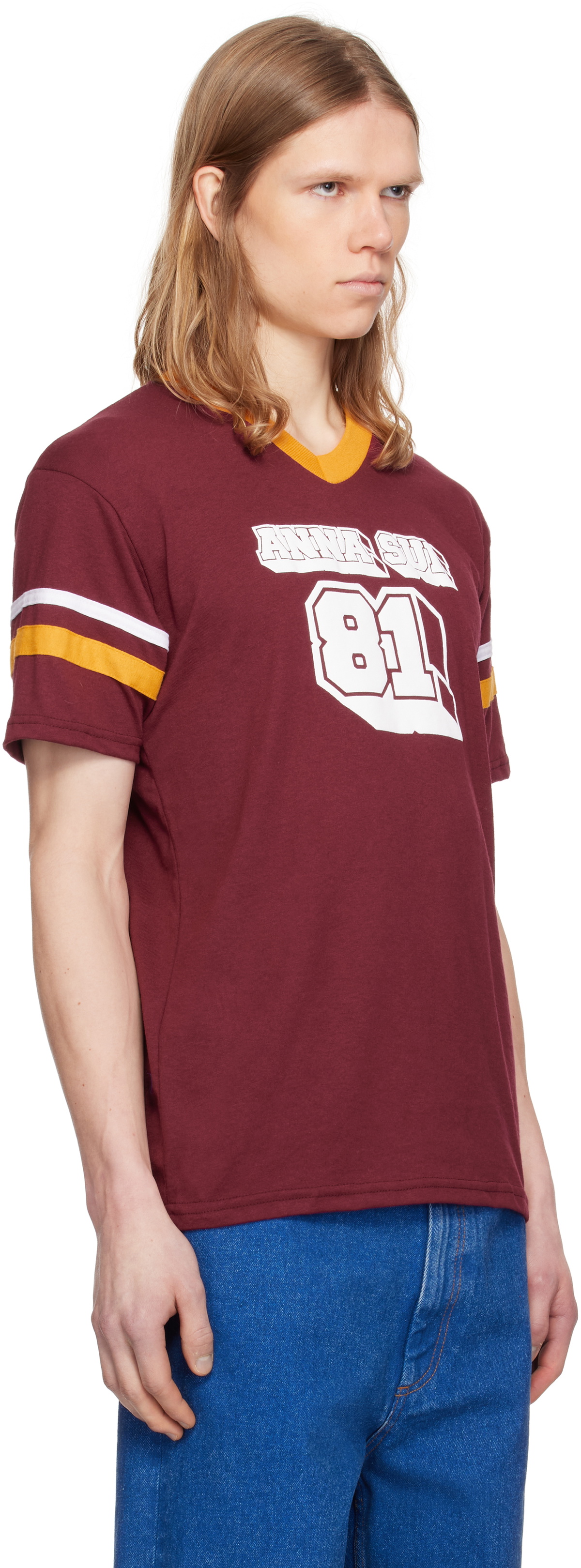 Anna Sui Burgundy 'Anna Sui' Logo T-shirt