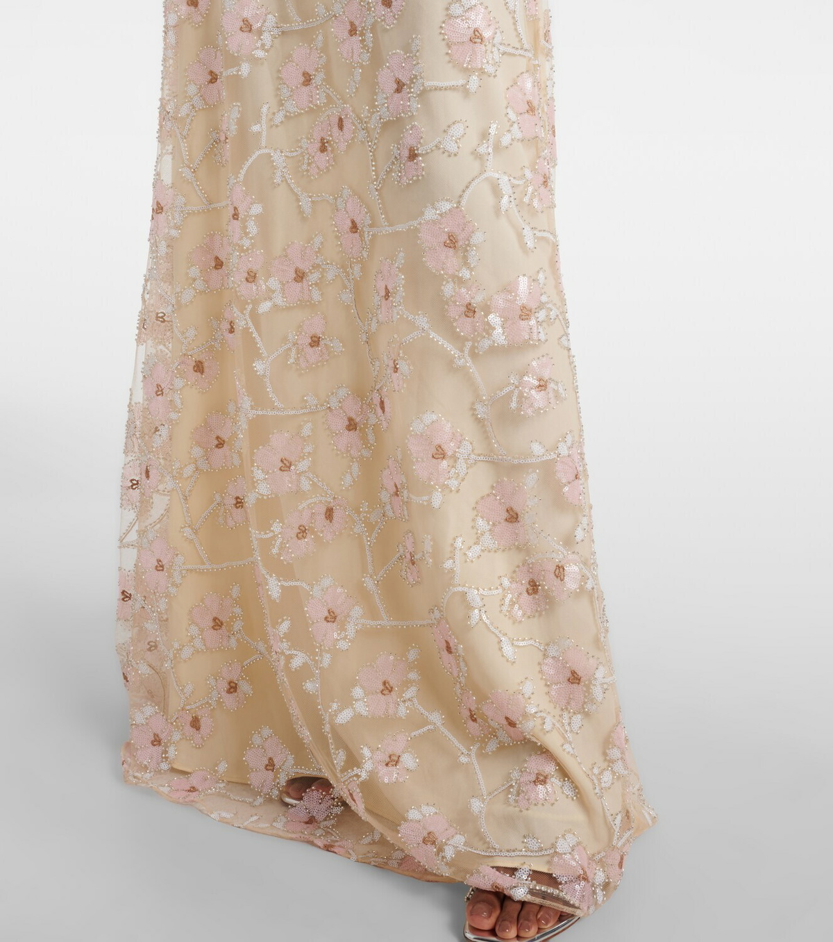 Self-Portrait Embellished floral caped maxi dress