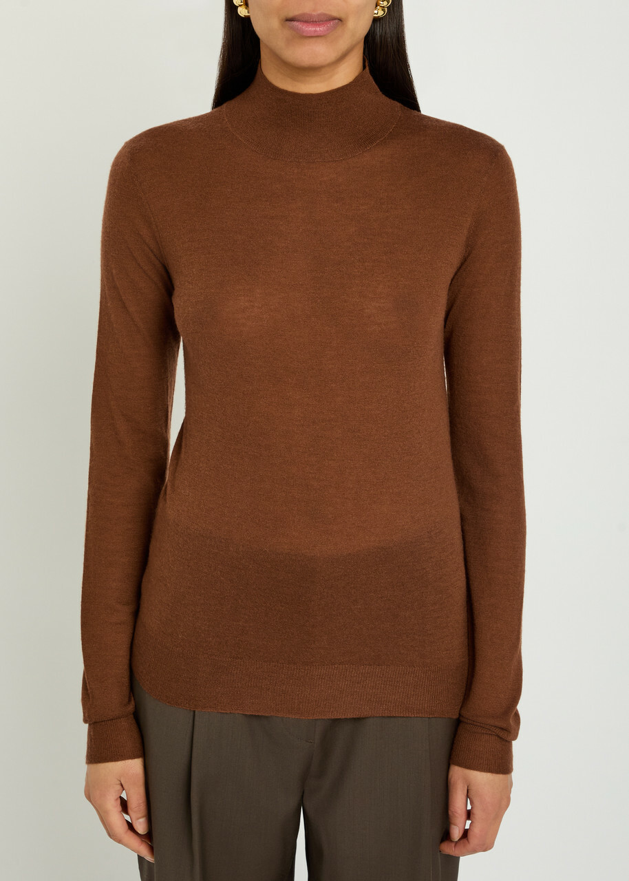Joseph Mock-neck Cashmere top Rust