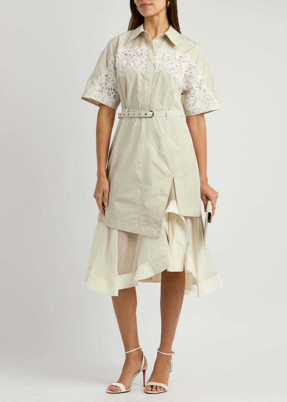 3.1 Phillip Lim Belted Cotton-blend Midi Shirt Dress Stone 3.1 