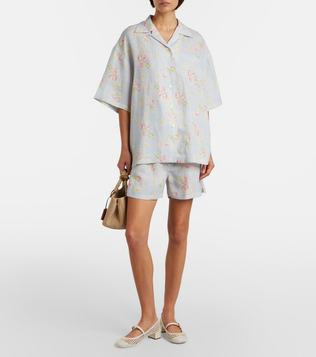 Prada Floral linen shorts