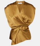 The Sei Silk satin wrap top