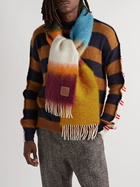Loewe - Logo-Appliquéd Fringed Striped Mohair-Blend Scarf