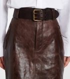 Saint Laurent Belted leather pencil skirt