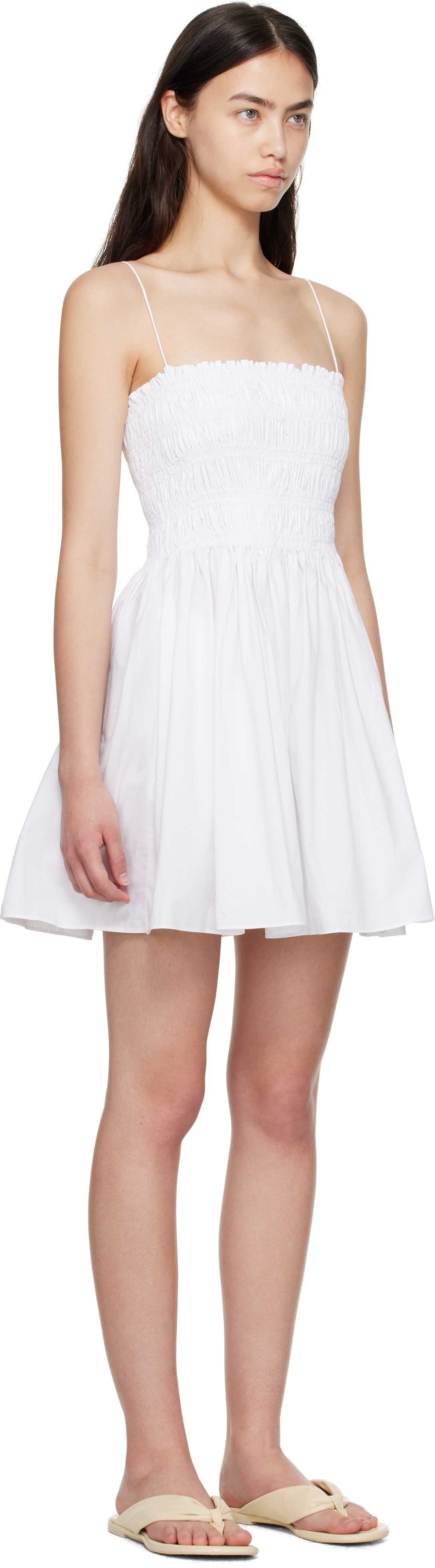Matteau White Shirred Bodice Minidress