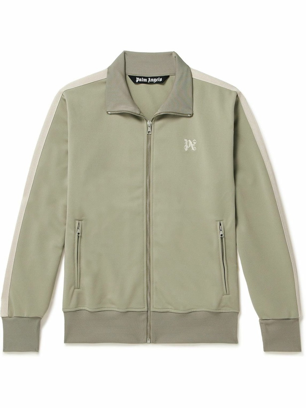 Photo: Palm Angels - Logo-Embroidered Jersey Track Jacket - Green