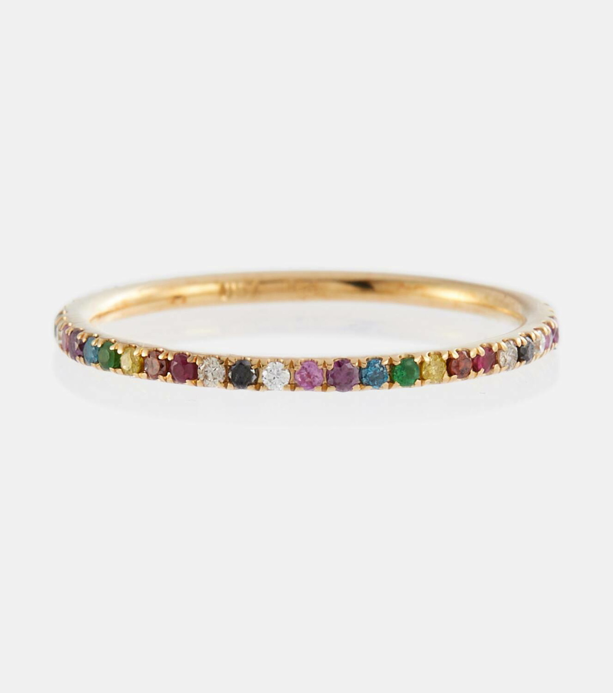 Ileana Makri Thread Band 18kt gold ring with diamonds, rubies and sapphires