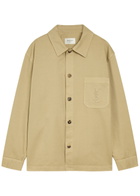 Saint Laurent Logo-embroidered Twill Overshirt Beige