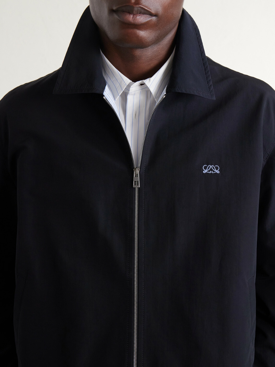 LOEWE - Logo-Embroidered Cotton-Blend Jacket - Black