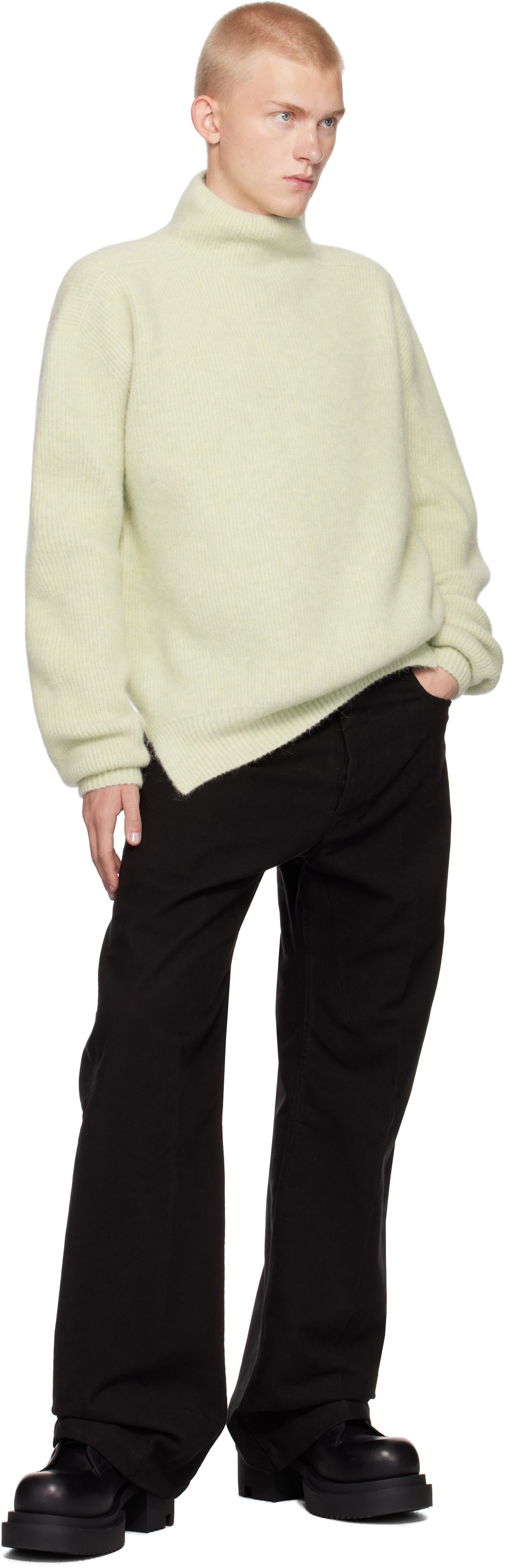 Rick Owens Green Porterville Alpaca Knit Fisherman Tabard