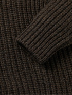Drake's - Submariner Ribbed Wool Rollneck Sweater - Brown