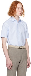 ZEGNA Blue Spread Collar Shirt
