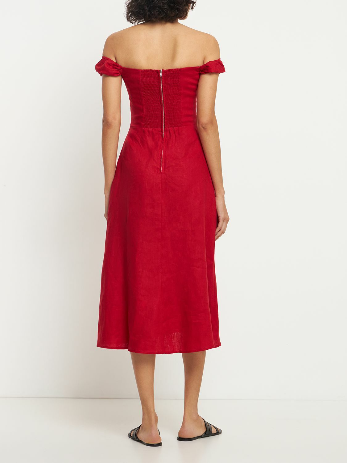 REFORMATION - Bridgton Off-shoulder Linen Midi Dress
