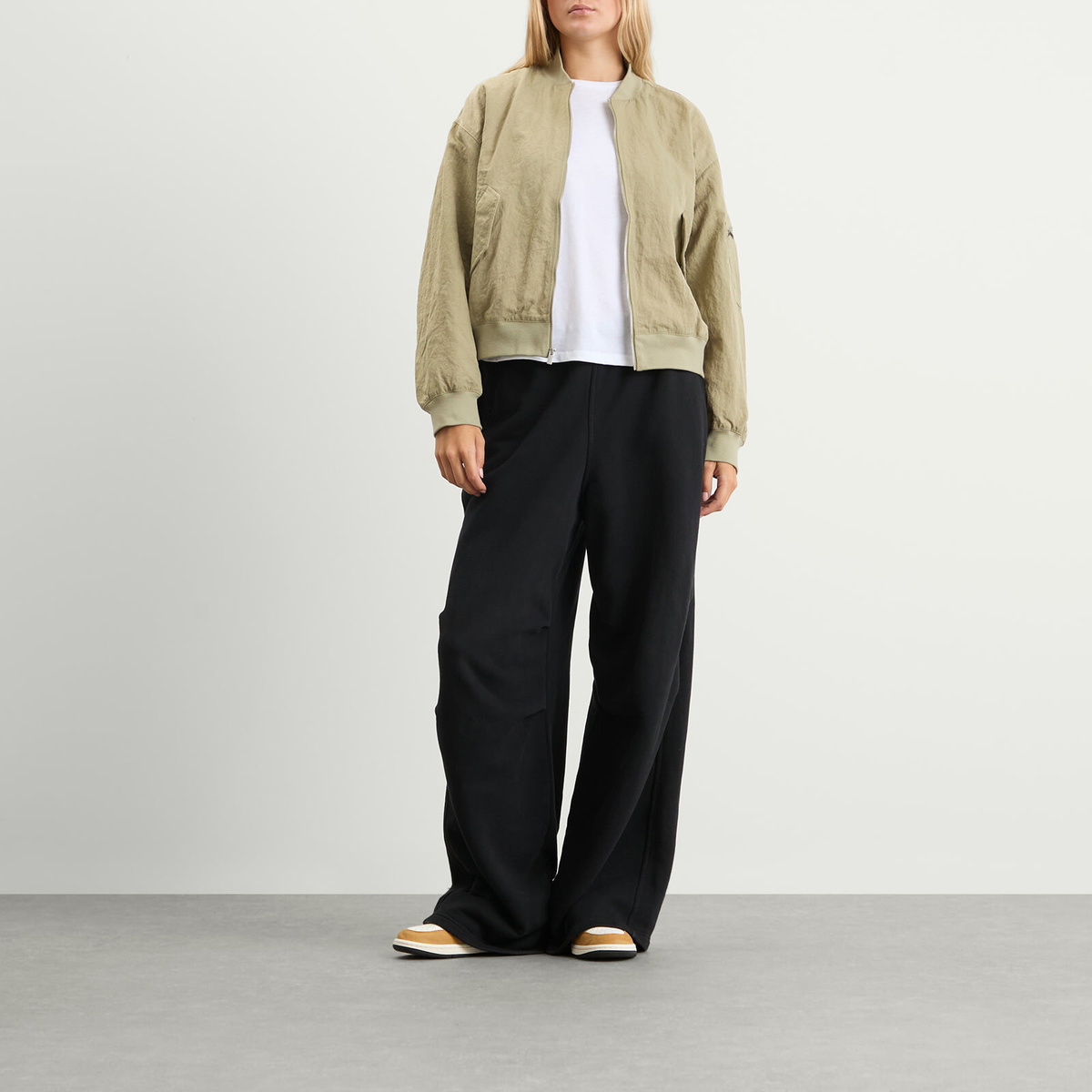 Air Jordan Women's Flight Renegade Jacket in Medium Khaki/Team Orange