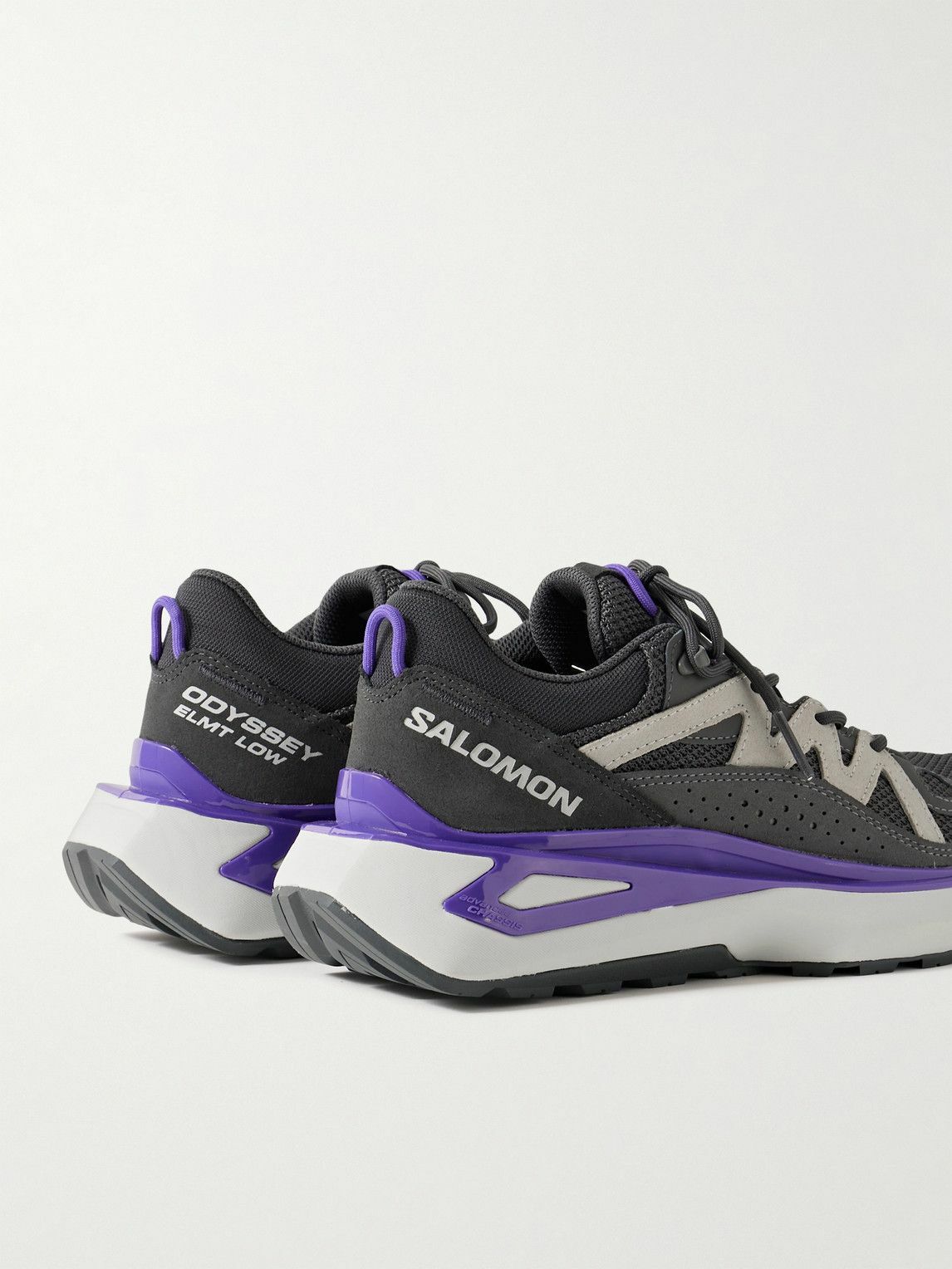 Salomon - Odyssey ELMT Suede-Trimmed Mesh Sneakers - Gray Salomon
